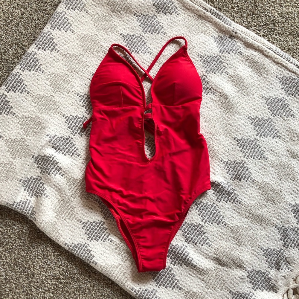 Abercrombie & Fitch red strappy one piece